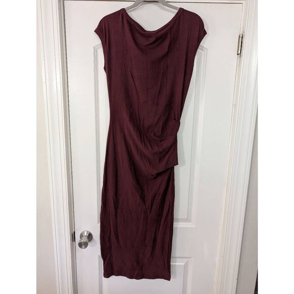 Standard James Perse Ruched Midi Dress women's 3 brown Cap sleeve bodycon‎ - Picture 5 of 8